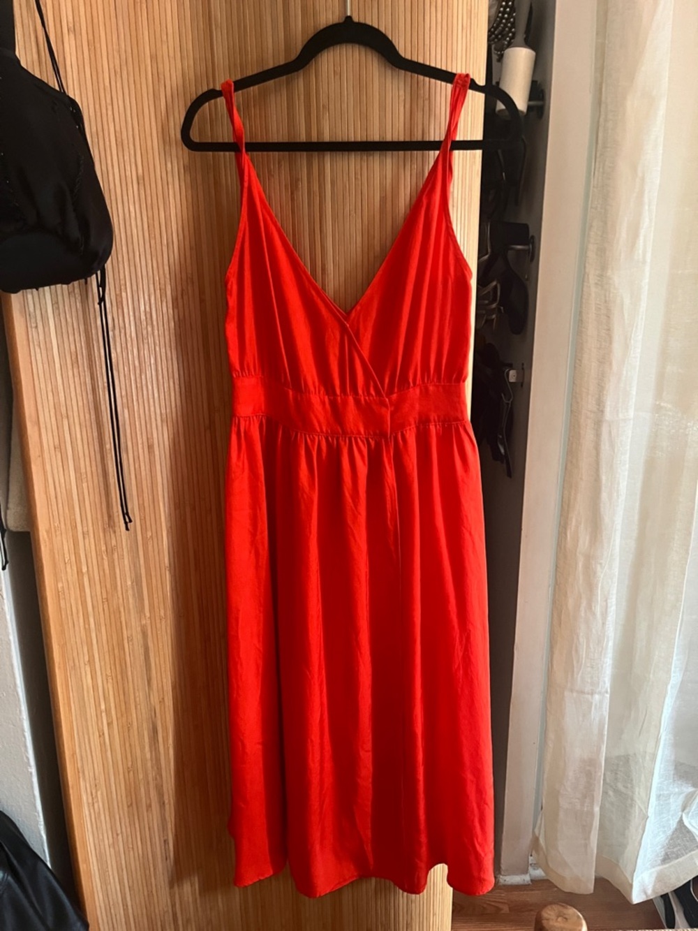 Ciao Lucia Bright Red V-Neck Spaghetti Strap Midi Dress